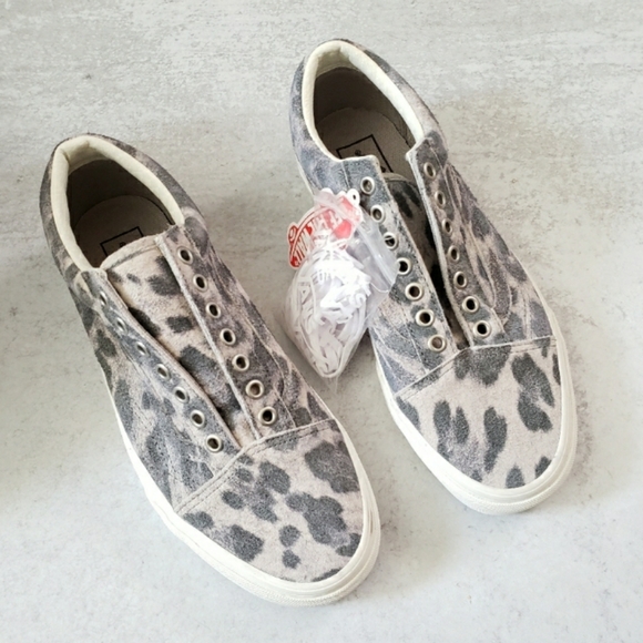 Vans Old school Lace Up Leopard Animal Print Shoes Sneakers Grey Tan Size 6 - Picture 2 of 7